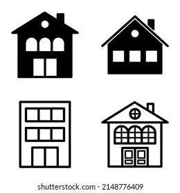 Houses Flat Icon Set Isolated On White Background