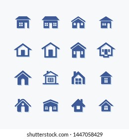 Houses flat vector icons set. Real estate.