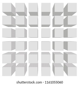 A lot of houses form a square. View perspective. 3D. Vector illustration.