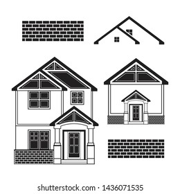 Houses front view vector illustration. Houses flat style modern constructions vector. isolated on white background