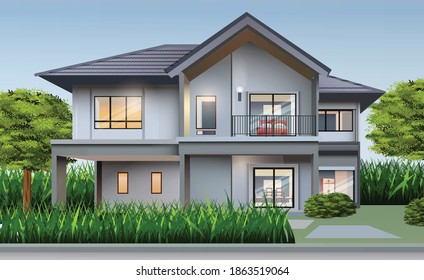 houses front view vector illustration