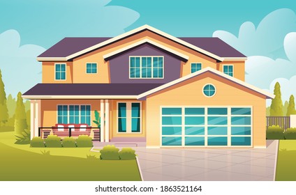 houses front view vector illustration