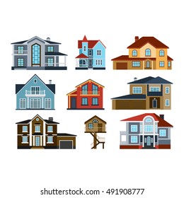 Houses front view vector illustration