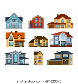 Houses front view vector illustration