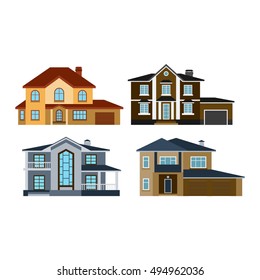 Houses front view vector illustration