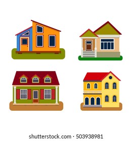 Houses front view vector illustration