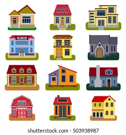 Houses front view vector illustration