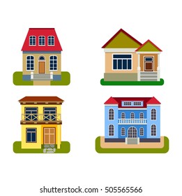 Houses front view vector illustration