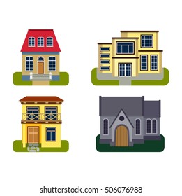 Houses front view vector illustration