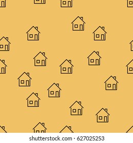 Houses geometrical vector seamless pattern. Flat design. Vector Illustration