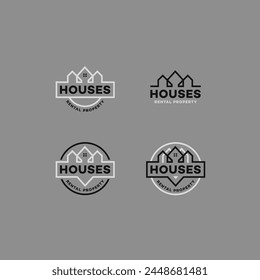 Houses home rental property identity company brand architecture bureau emblem