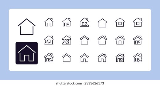 Houses and Homes line icon set. Outline symbol collection. Editable vector stroke. 384 and 192 Pixel Perfect scalable to 96px, 48px...