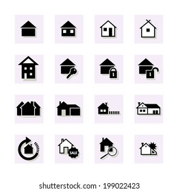 Houses Icon. Black and white.