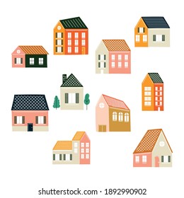 Houses icon bundle design, Home real estate building theme Vector illustration