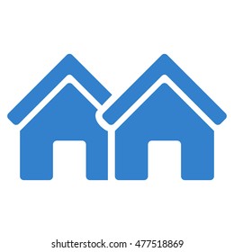 Houses icon. Vector style is flat iconic symbol, cobalt color, white background.