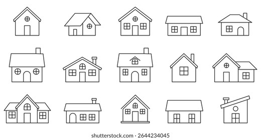 houses icons set .  Black house icon collection, various residential building silhouettes, simple home design vector . 