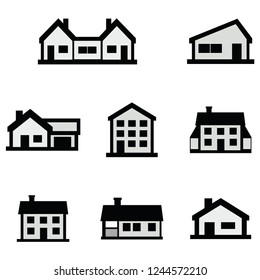 Houses icons set. Simple illustration of 8 houses vector icons for web