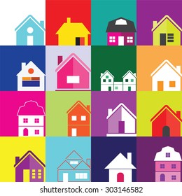 Houses icons set. Vector illustrations.