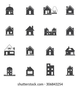 Houses icons set. Vector illustrations.