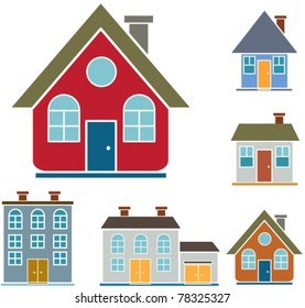 houses icons, signs, vector illustrations