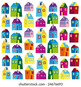 Houses, illustration, wallpaper, background, naive