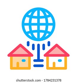 houses internet connection icon vector. houses internet connection sign. color symbol illustration