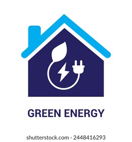 houses and leaves energy with plugs icon. creative logo design combination of environmentally friendly, logo design template icon, vector, symbol