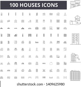Houses line icons, signs, vector set, outline illustration concept 