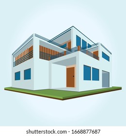  houses and modern building and architecture with ground Vector of 3D home illustration