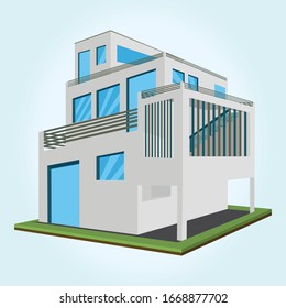 Houses Modern Building Architecture Ground Vector Stock Vector (Royalty ...