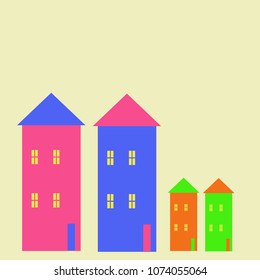 Houses   pattern, windows, doors, quadrangles, triangles.