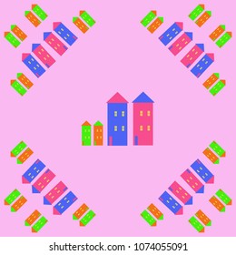 Houses   pattern, windows, doors, quadrangles, triangles.