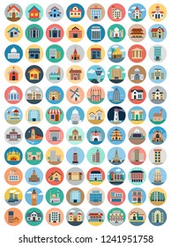 houses and real estate flat design icon set