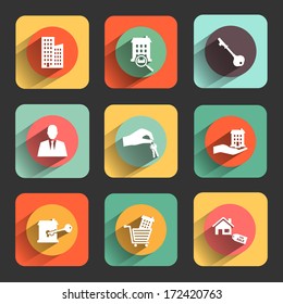 houses and real estate flat design icon set. template elements for web and mobile applications