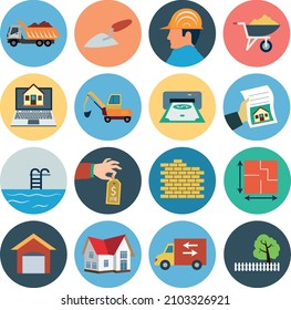 houses and real estate flat design icons set. template elements for web and mobile applications
