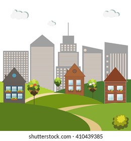 Houses For Rent / Sale. Real Estate Concept,Skylines Background
