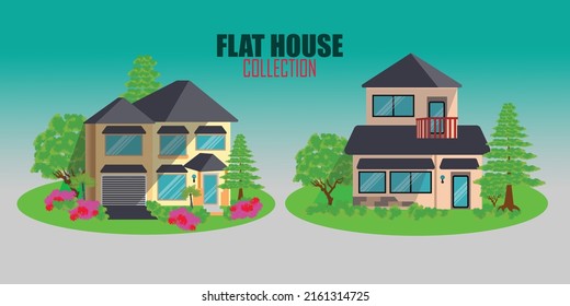 Houses for sale and for rent flat design illustration Vector