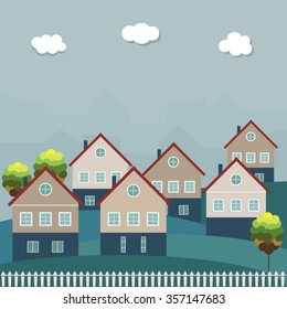 Houses For Sale / Rent. Real Estate Concept. City Haze.