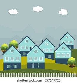 Houses For Sale / Rent. Real Estate Concept. City Haze.