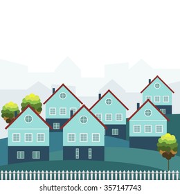 Houses For Sale / Rent. Real Estate Concept. City Haze.