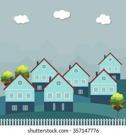 Houses For Sale / Rent. Real Estate Concept. City Haze.