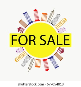Houses for sale, vector illustration. 