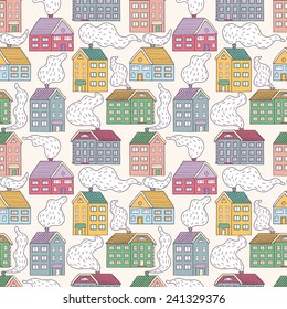 Houses seamless pattern