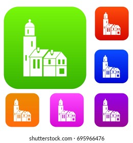 Houses set icon in different colors isolated vector illustration. Premium collection