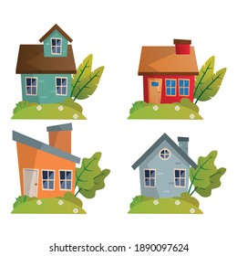 houses set vector icon collection