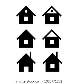 houses shape icons set black vector