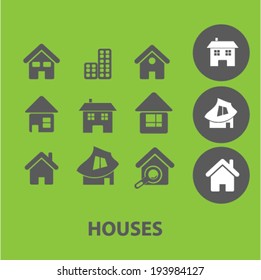 houses signs: building, home icons set, vector