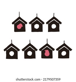 Houses with small birds illustration - Vector