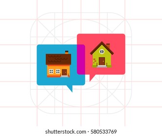 Houses in speech bubbles