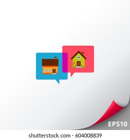 Houses in speech bubbles